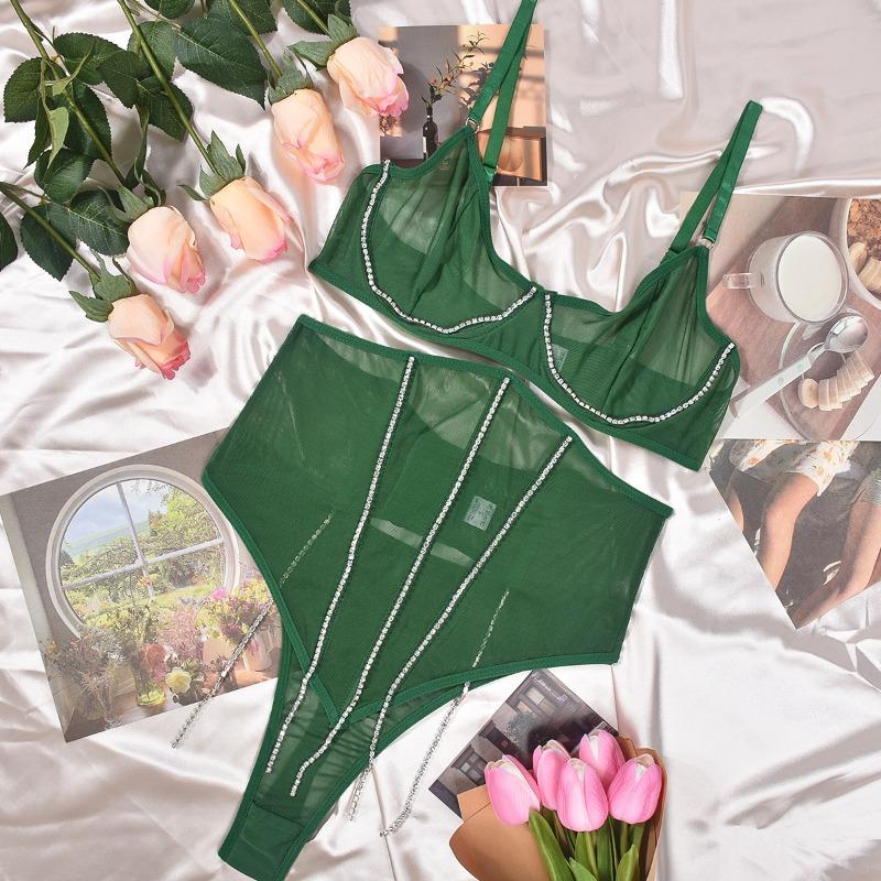 

Сексуальное нижнее белье сетчатая пряжа косточки шов сверло для тела скульптурирование сексуальное высокое качество три L темно-зеленого