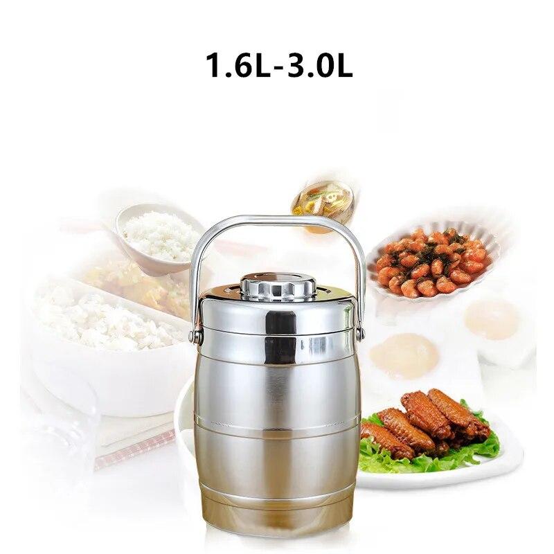 

Двухслойный вакуумный ланч-бокс для пикника из нержавеющей стали, горшок для сохранения тепла 3L серебряный