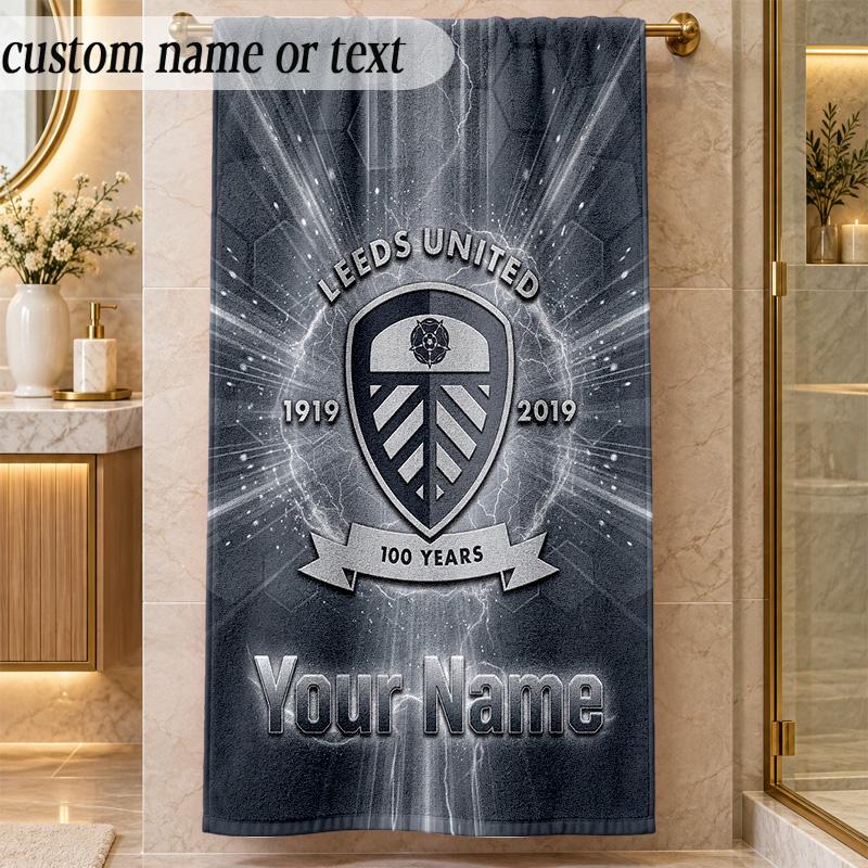Beach TowelLeeds United Custom Name Text Personalized Soft Towel for Beach Pool Indoor Home Decor Gift