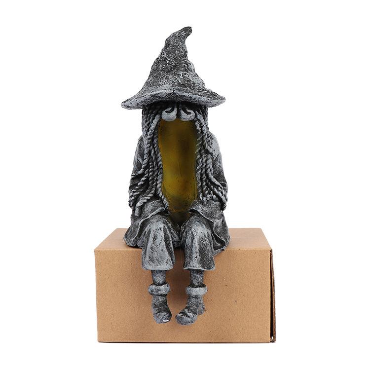 Halloween Spirit Ghost Costume Resin Ornament Solar-Powered Garden Design Horror Dress зелёный
