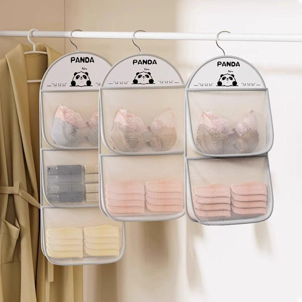 Durable 2/3Layer Underwear Storage Bag Large Capacity with Hanger Socks Hanging Bag Multi-layer Wardrobe Organizer