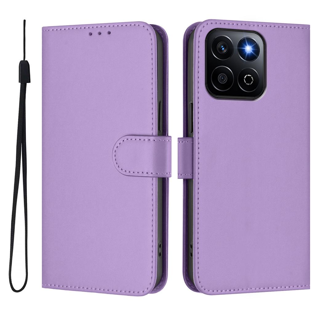For Honor X7c 4G/Honor 200 Smart 5G/Honor X7c 5G Case Solid Color Wallet Leather Phone Cover with Strap