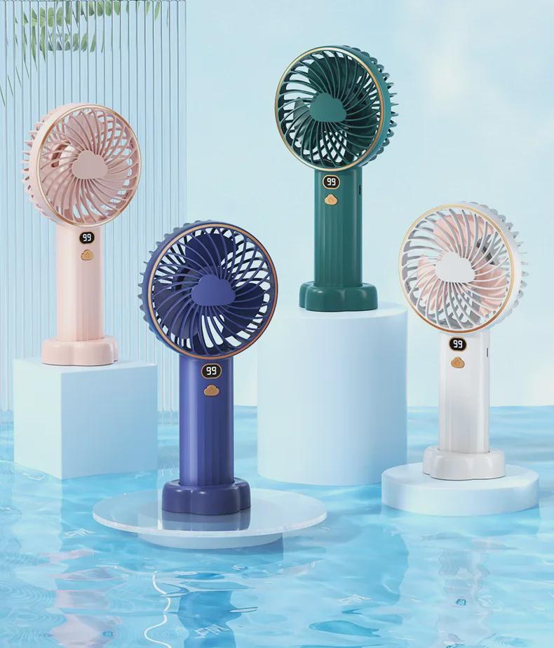 S17 Silent USB Handheld Fan: Portable, Dual Battery, Long Life, Digital Display, Powerful Airflow
