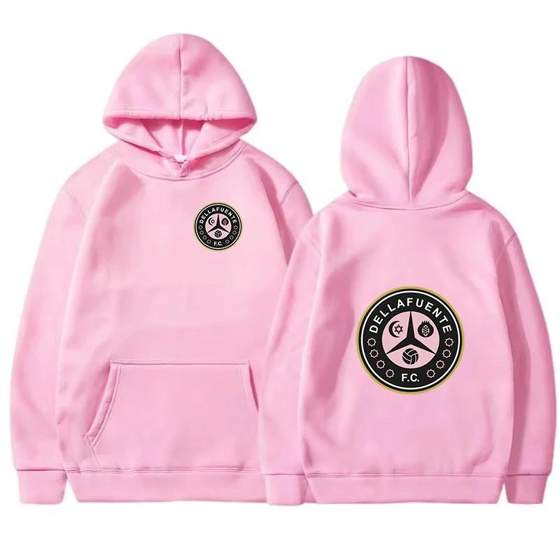 Dellafuente Grafik Hoodie Herbst Herren Damen Langarm Kleidung Lässig Kapuzenpullover Pullover Männlich Einfarbig Mantel