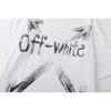 Off-White 2025 Spring/Summer New Letter Arrow Printed Pattern Round Neck Hooded Short Sleeved T-shirt for Men and Women