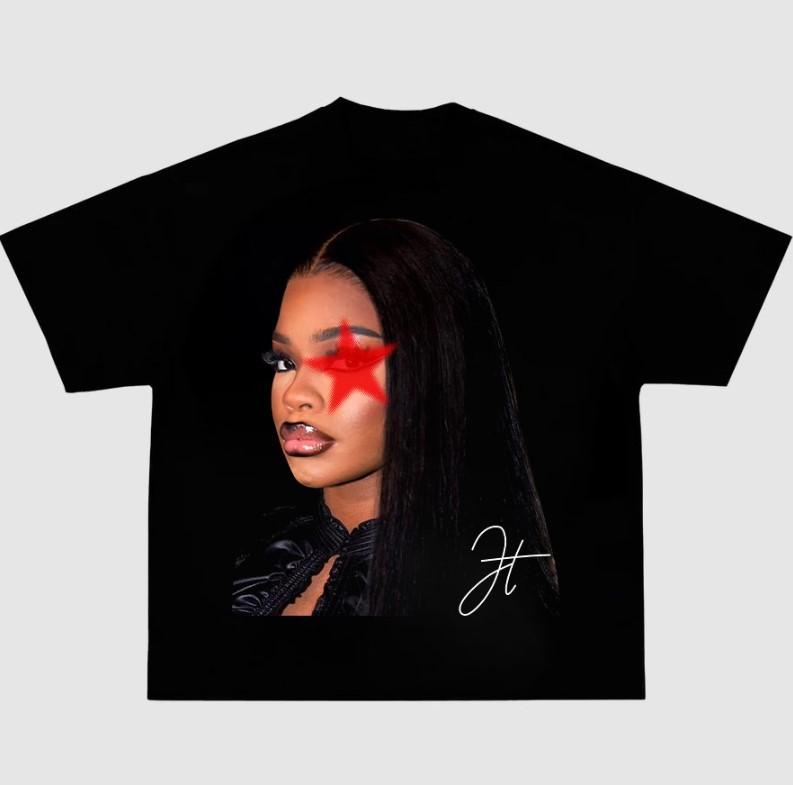 Jt Big Face Red Star Pink Graphic Unisex T-shirt Cotton Fabric Womenswear Fits Summer Streetwear Unisex T-shirt L