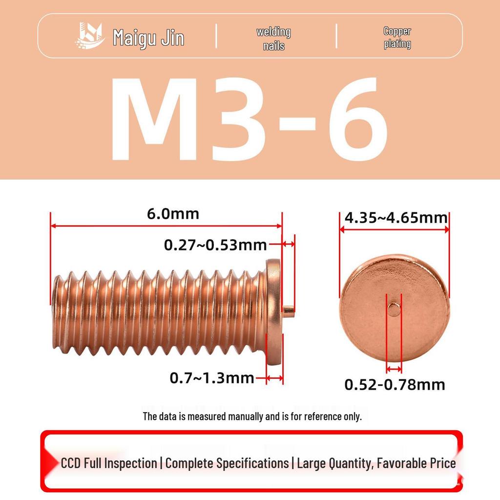 PT-M3M4M5M6M8 Copper-Plated Carbon Steel Projection Weld Studs and Screws