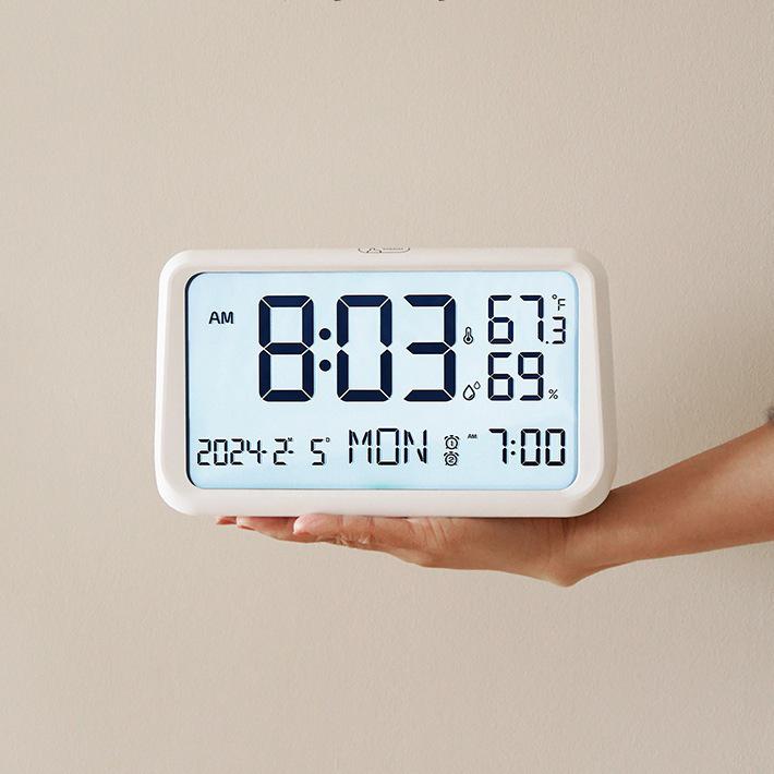 Large LCD Alarm Clock with Night Light - Creative Living Room Multifunctional 8316