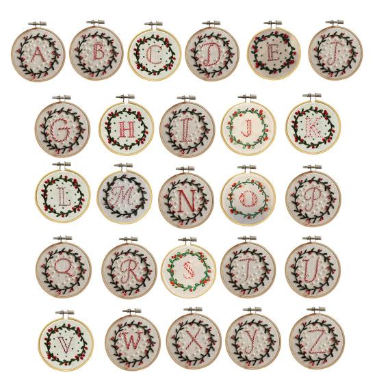DIY Embroidered Christmas Ornaments Personalized Initial A–Z Monogram Embroidery Set Mini Handmade Christmas Embroidery
