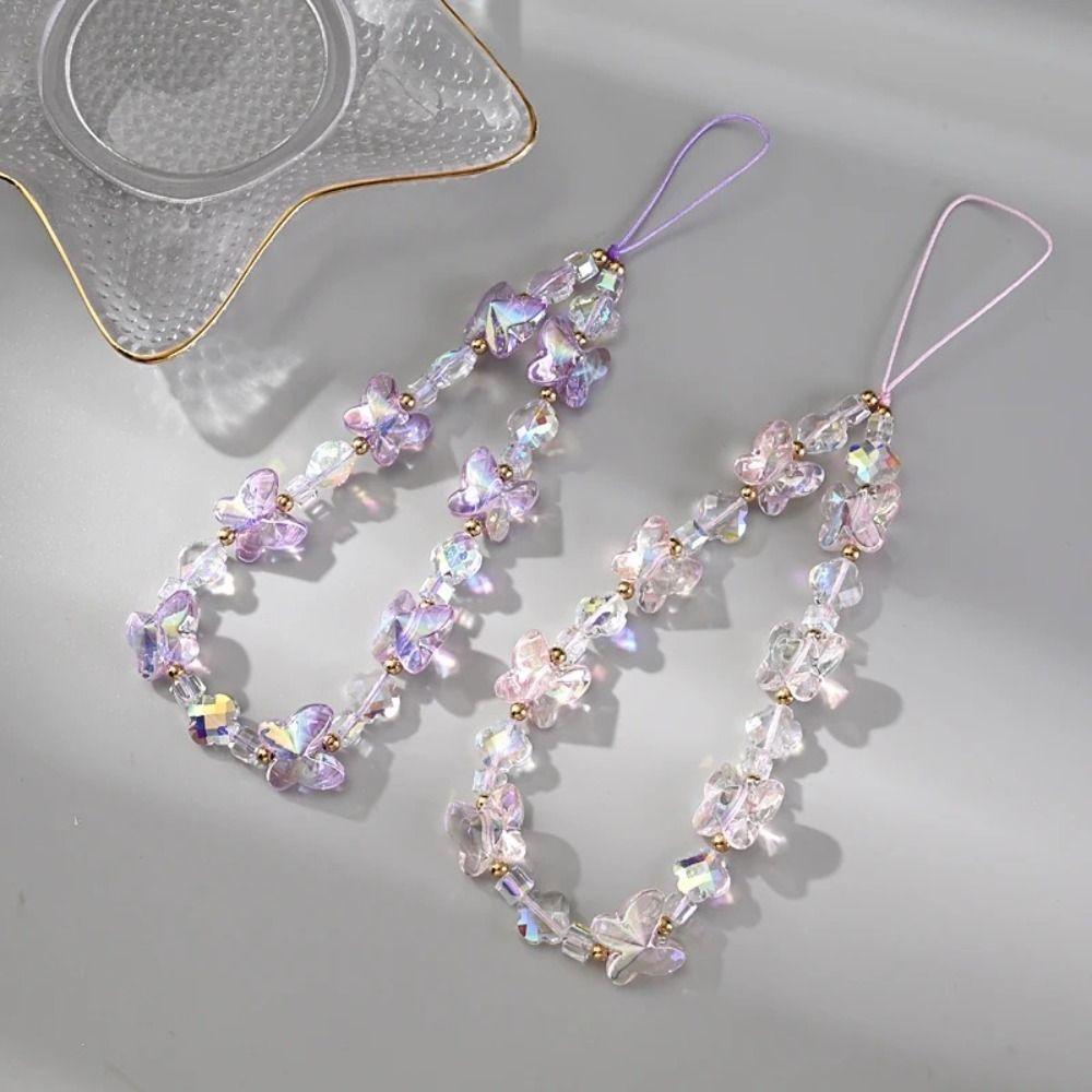 Acrylic Phone Beaded Charm Colorful Butterfly Phone Lanyard New Mobile Phone Chain