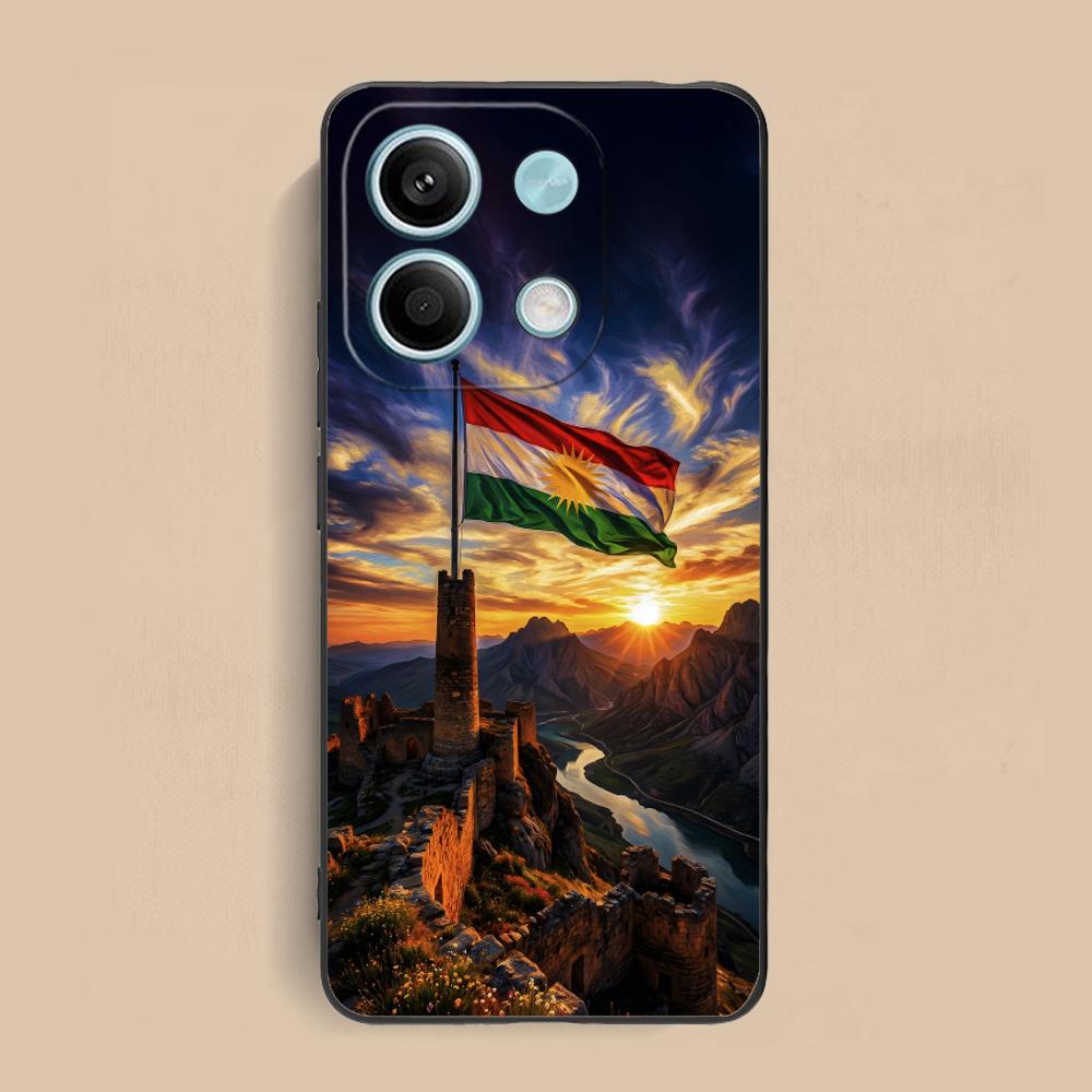 Kurdistan Flag Matte TPU Mobile Phone Case for Xiaomi Redmi 15 14 13 12 A5 3 2 1 C Plus 4G 5G Colorful Printing Cover