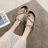 Damenschuhe 2024 Sommer Neu Heiß Verkaufende Mode Zehentrenner Sandalen Damen Einfarbig Flach Schnalle Strass Sandalen Zapatos