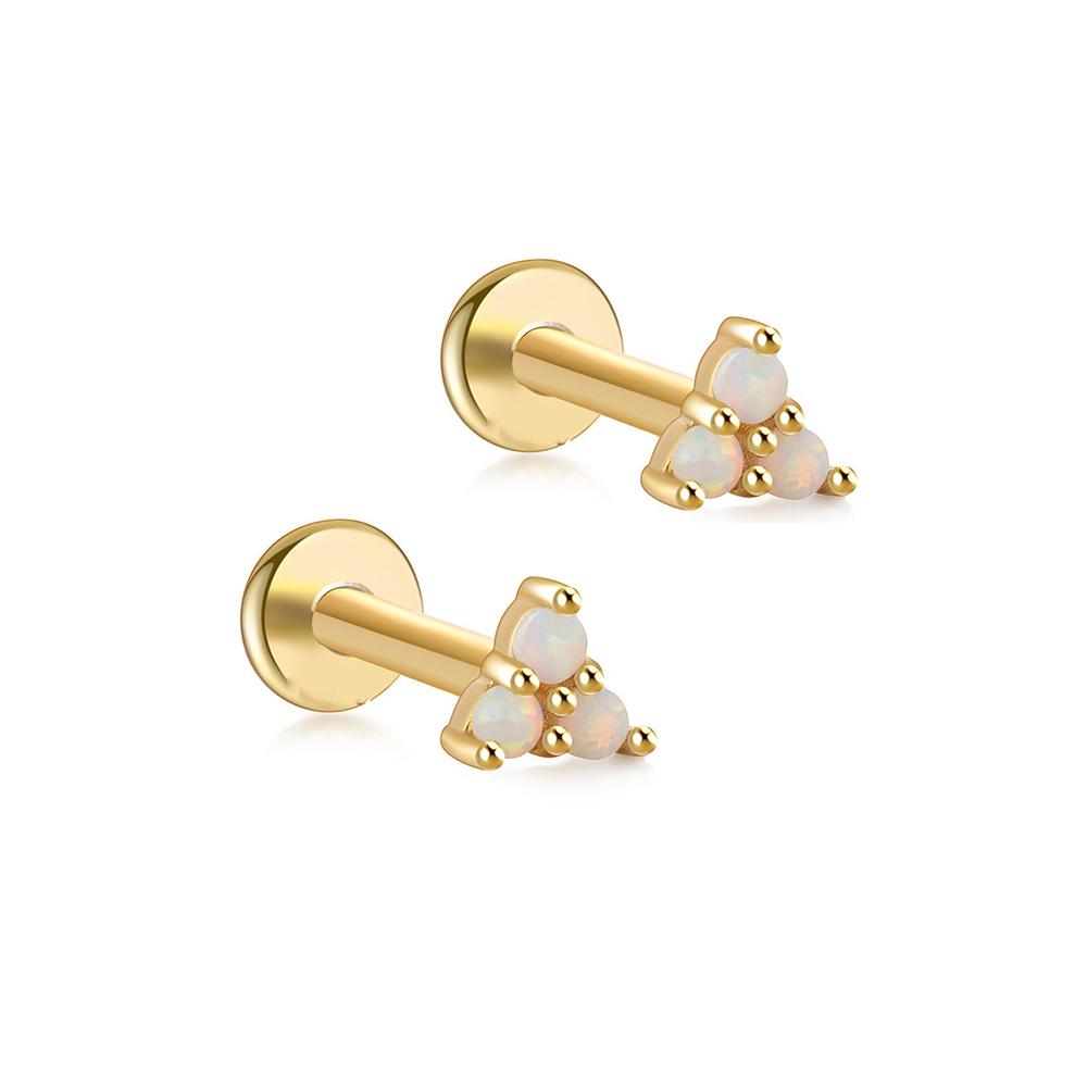 2 Pezzi Orecchino Piercing Minimalista in Acciaio Inossidabile con Opale per Donna Raffinati Piccoli Borchie a Corona Orecchino Cartilagine Gioielli per il Corpo Regalo
