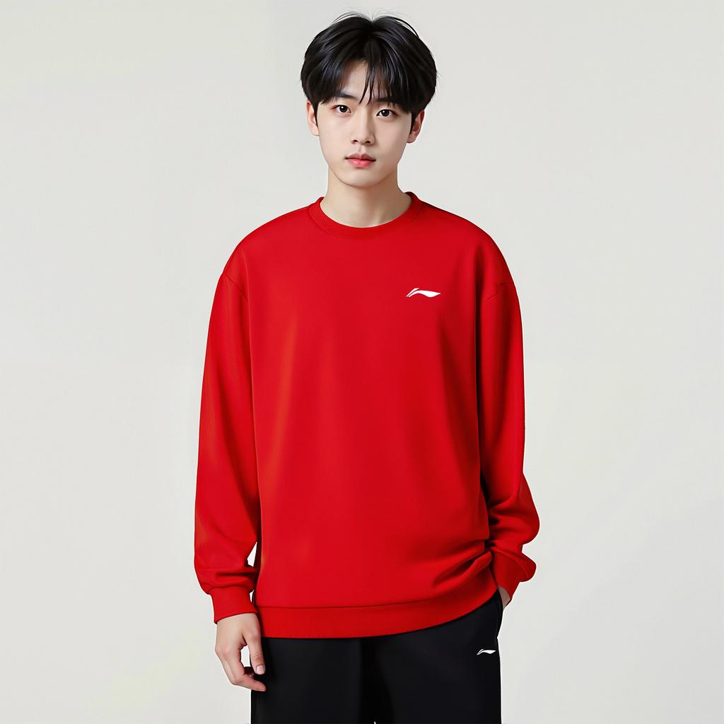 Li-Ning Casual Simple Round Neck Letter Print Loose Comfortable Sweatshirt Unisex sweatshirt AWDVG81-6