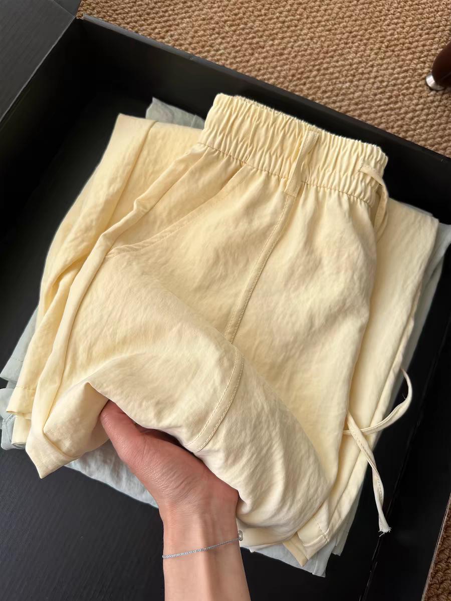 Yamamoto Yellow Women s Summer 2025 Wide-Leg Pants: Thin, Quick-Drying, High-Waisted, Super Comfortable, Slimming Casual Wear. Small
