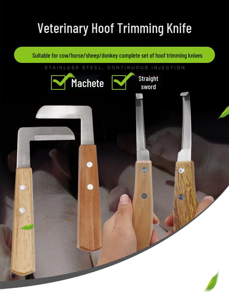 Veterinary Hoof Trimming Tool Set: L-Shaped Knife, Straight Knife, Pliers for Cow, Horse, Sheep & Donkey. Left & Right Hand Use.