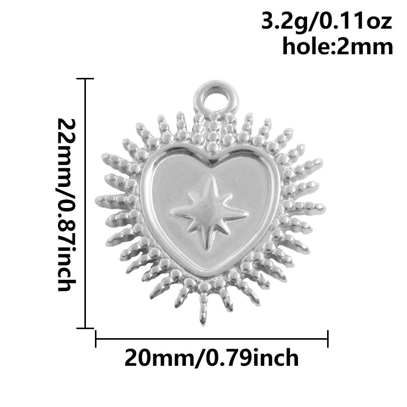 6pcs High Quality Assorted Stainless Steel Heart Charms For Jewelry Making Bracelets Keychain Pendant DIY Women Men Pendant Bulk