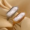 Practical Rings Finger Jewelry Elegant Long Strip Pearls Rings Stainless Steel Texture Suitable for Women Present
