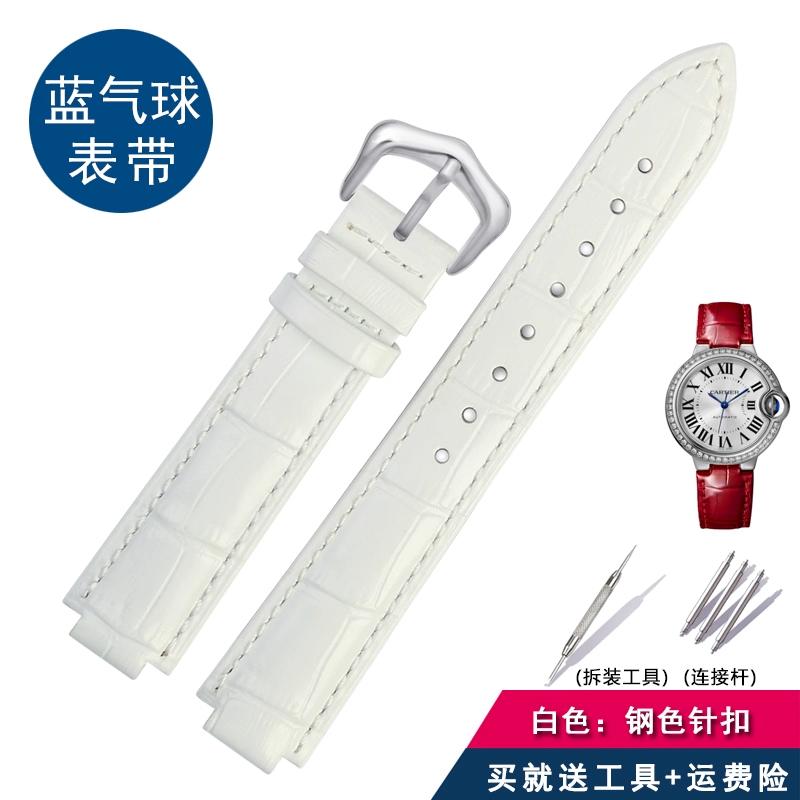 Für Cartier Echtleder-Uhr mit Damen-Uhrenkette, blaue Ballon-Dornschließe, konvexer Mund-Rindsleder-Herren-Uhrenkette