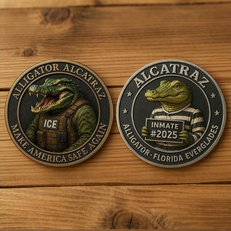 Alligator Alcatraz Collectible Coin Novelty 2025 Alligator Alcatraz Merch Alligator Alcatraz Challenge Coin Gifts Decorative