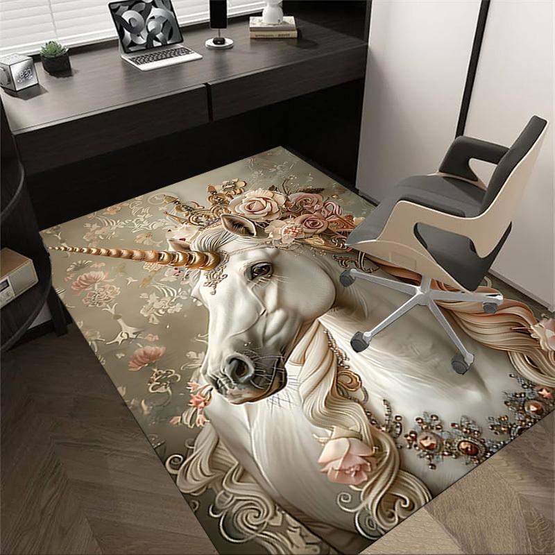 1PC Unicorn Flowers Extra Large Non Slip Floor carpet, Office, family, bedroom Large Area Rug Indoor Rugs, Vibrant Colors