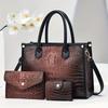 Handheld women's bag 2026 new crocodile pattern texture single shoulder crossbody large capacity three-piece set mother and child bag