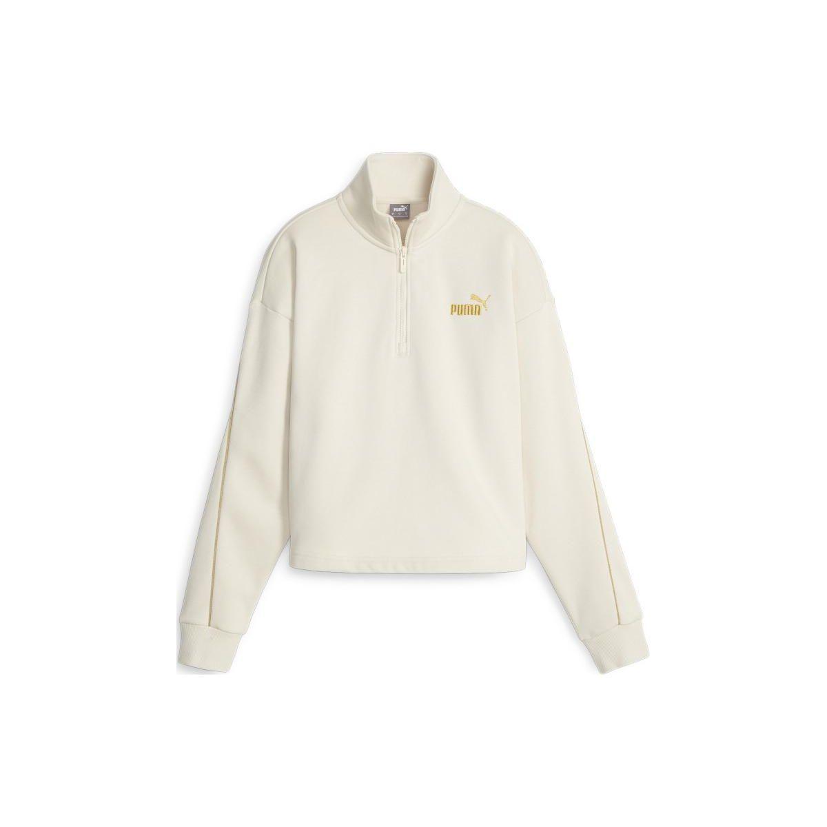 

Puma Essentials+ Минималистичный золотистый флисовый свитшот с воротником-стойкой и молнией до середины груди Женский свитшот Белый 680020-87 S