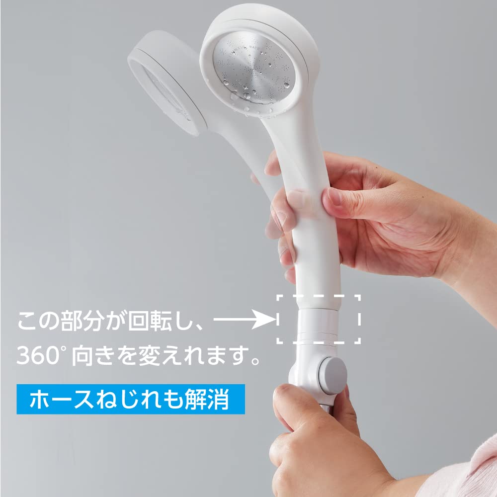 Sanei Stop Shower Handheld Shower Eliminates Hose Saves On Adapter, Stop, Twists, 20% Water, PS3920-1, White/Gray