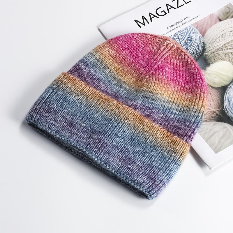 Adult Casual Knitted Hat Beanie Caps Soft Warm Women Winter Skullie Men Gradient Knitted Hat Ski Sport Skullcap Gorras