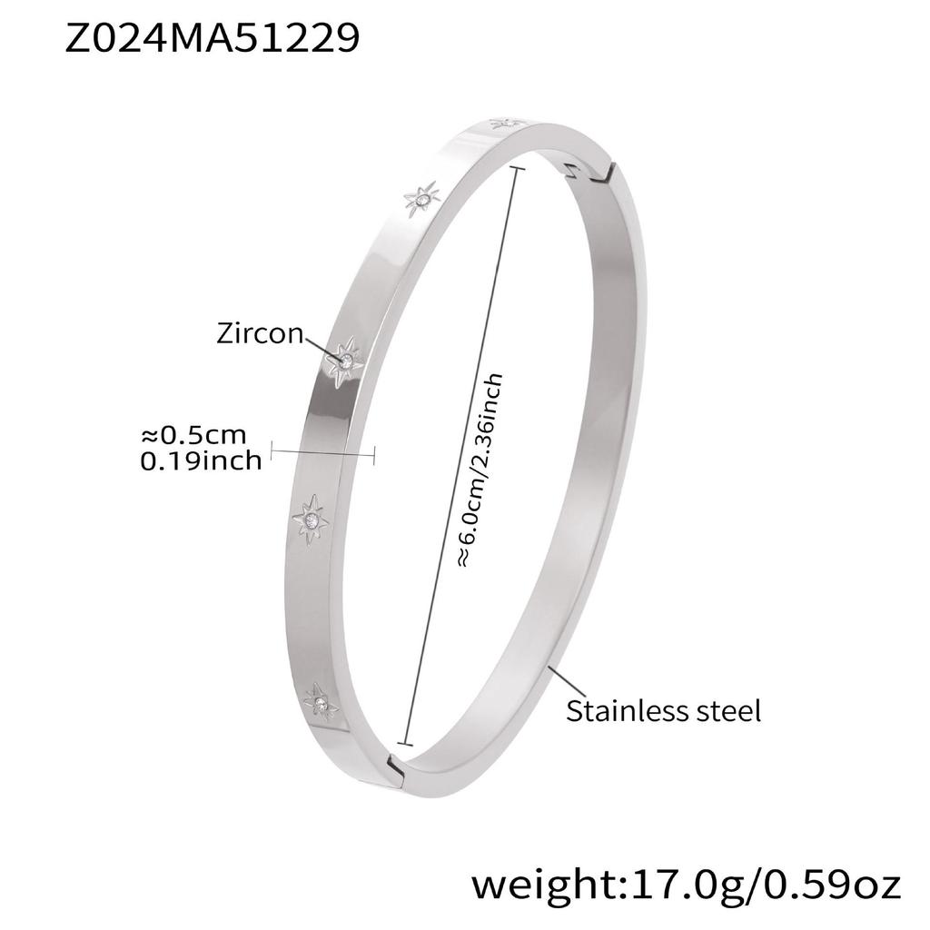 18K Gold-Plated Stainless Steel Round Pendant Bracelet with Zircon Inlay for Women - Popular European & American Style