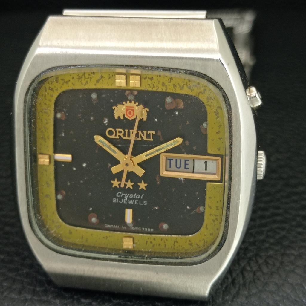 ORIENT CRYSTAL AUTOMATIC 48741 JAPAN MENS VINTAGE ORIGINAL DIAL WATCH a704987-1