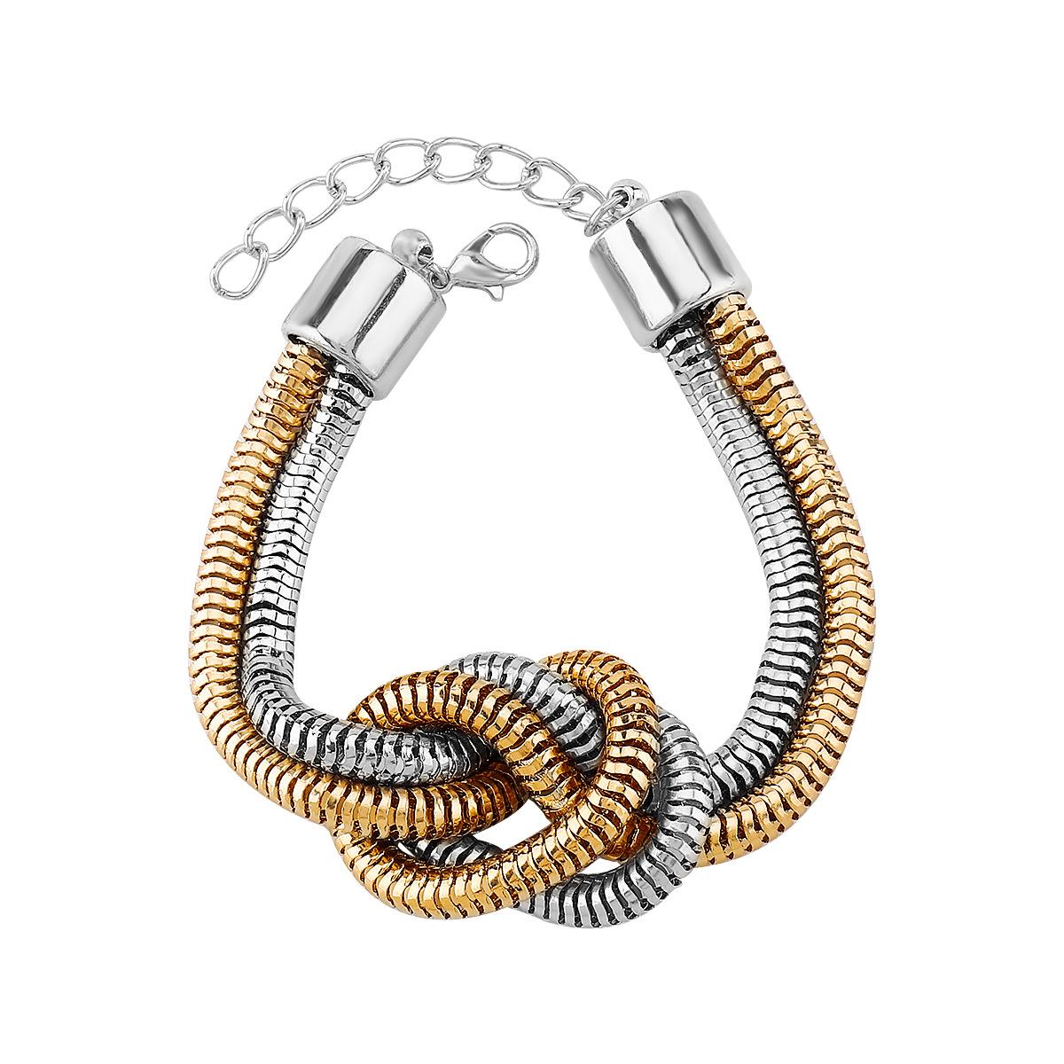 

Европейское и американское ретро персонализированное плетеное ожерелье хип-хоп с узлом из пеньки, модный стиль - плетеный браслет с сочетанием металлических цветов