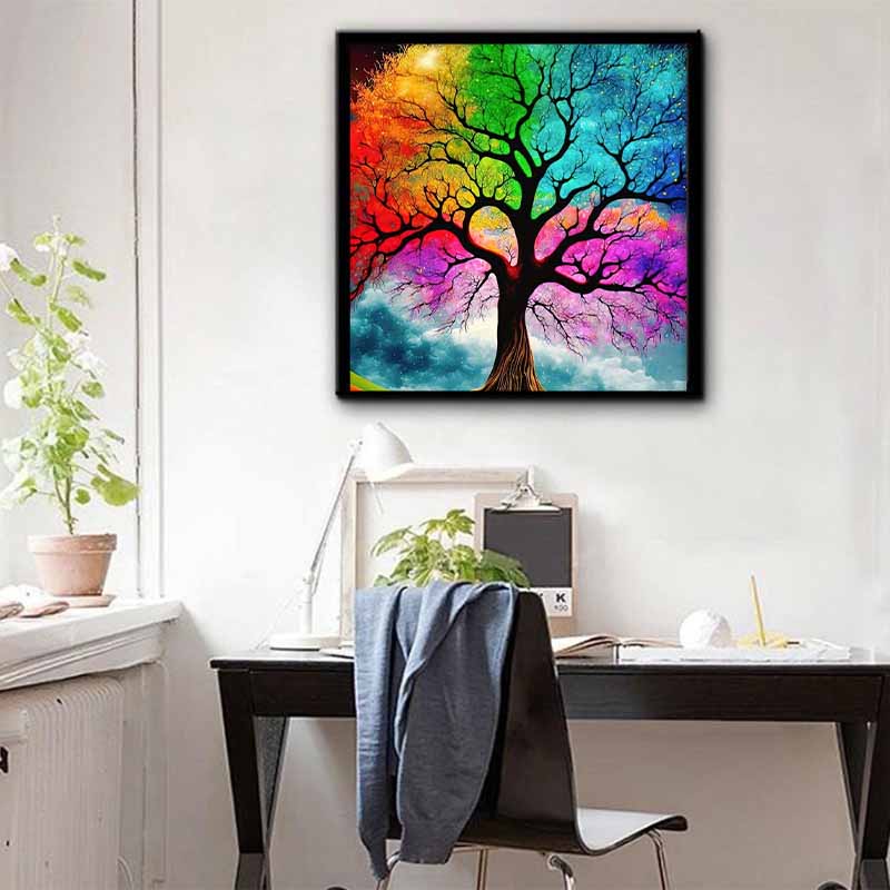 New Arrival 5D DIY Full Circle Diamond Painting "Colorful Tree" Embroidery Cross Stitch Home Decor Gift