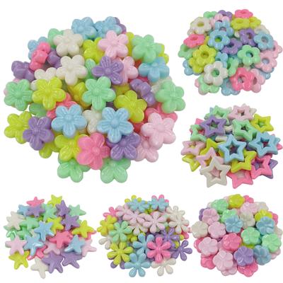 Exquisite 10 Stück Bonbonfarbene DIY-Perlen, bunte Blumen, Seesterne, neue ausgehöhlte Acryl-Lose-Perlen, einfarbig, manuelles Zubehör