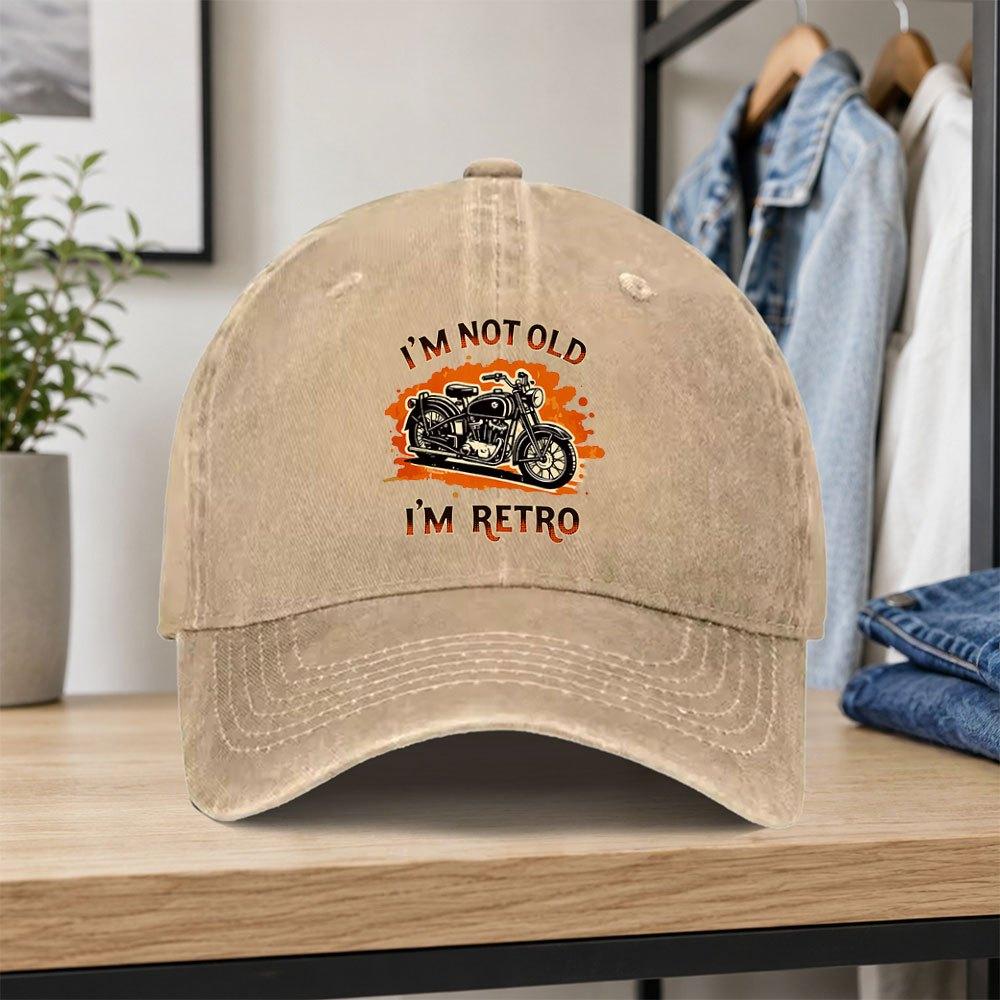 Retro Biker Print Washed Baseball Cap  Unisex Adjustable Dad Hat for Outdoor Daily Wear Parties Vacations Valentines Gift