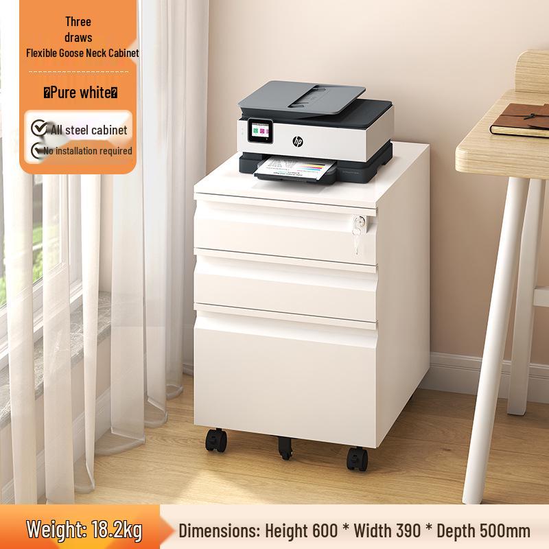 Under-Desk Mobile Metal Filing Cabinet with Locking Drawer and Office Storage