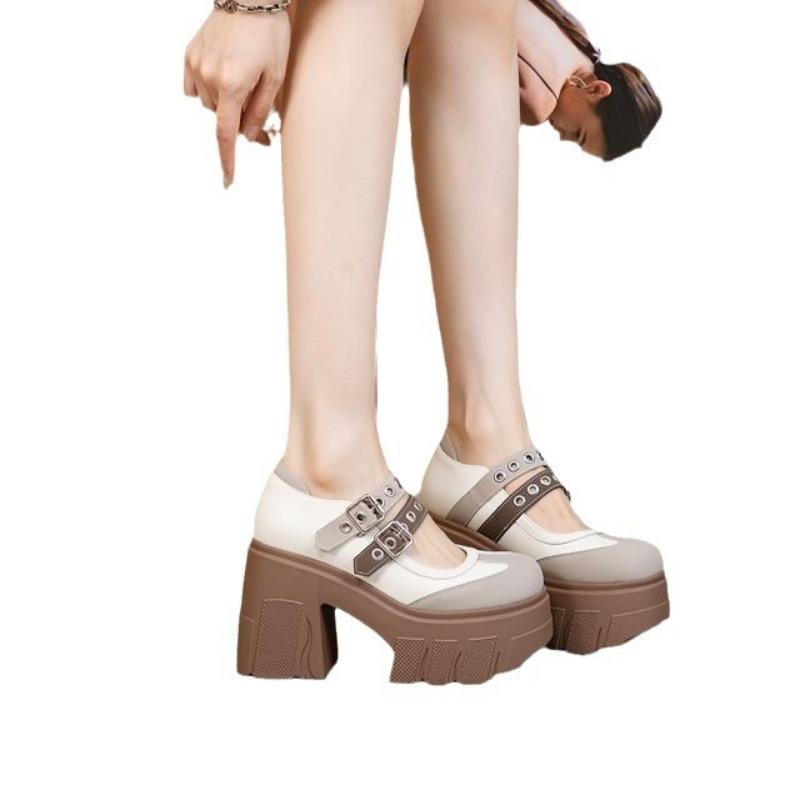 Fashion Mary Jane Small Shoes Elevating 11 Cm Muffin Platform Thick Heels for Women Small Princess Loafers Shoes  platform shoes