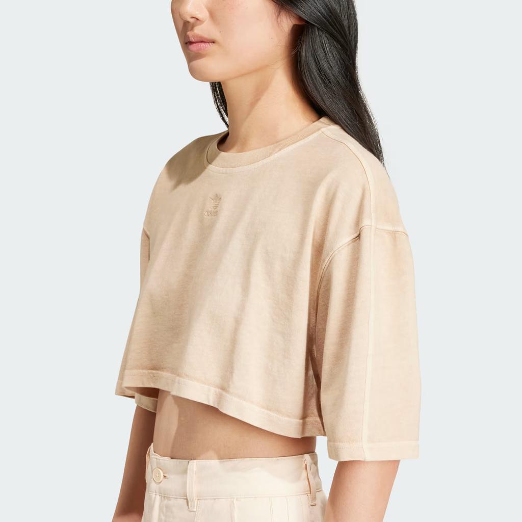 Adidas Originals Essentials Cropped Tee Sports Casual Dopamine Tight Short Sleeve T-Shirt Women Tops Brown IR5997