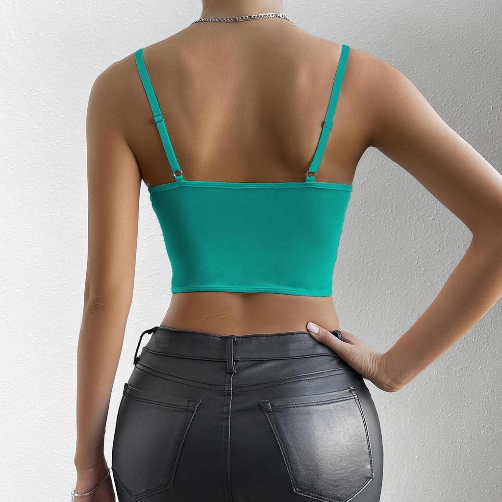 Sexy Lace Underwire Diamond Fishbone Crop Top - See-Through Bodycon Tank for Women