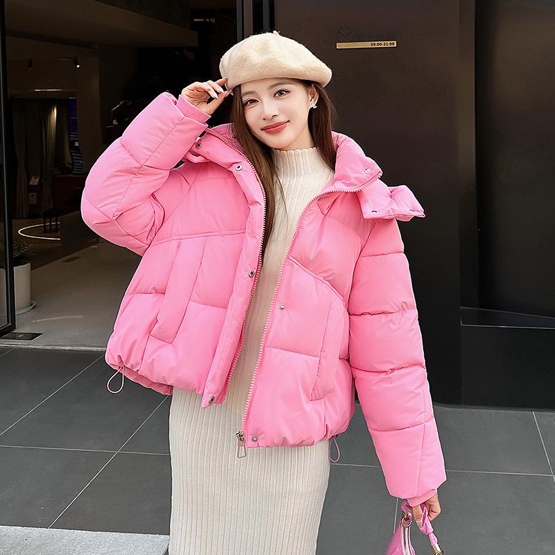 Women’s Short Hooded Windproof Thicken Warm Winter Jacket With Raglan Sleeves