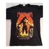MANOWAR Men's Vintage 50.7 MeterLouder Than Hell Graphic T-Shirt- Black Band Tee with Warrior& Flames Art, Short Sleeve Casual Shirt, Machine