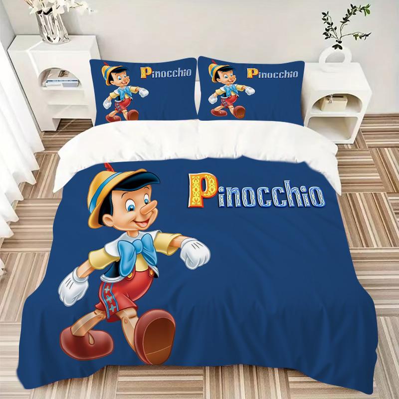 Pinocchio'S Jolly Adventure Print 3Pcs Bedding Setduvet Cover With 2 Bedropillowcase Home Birthday Gift