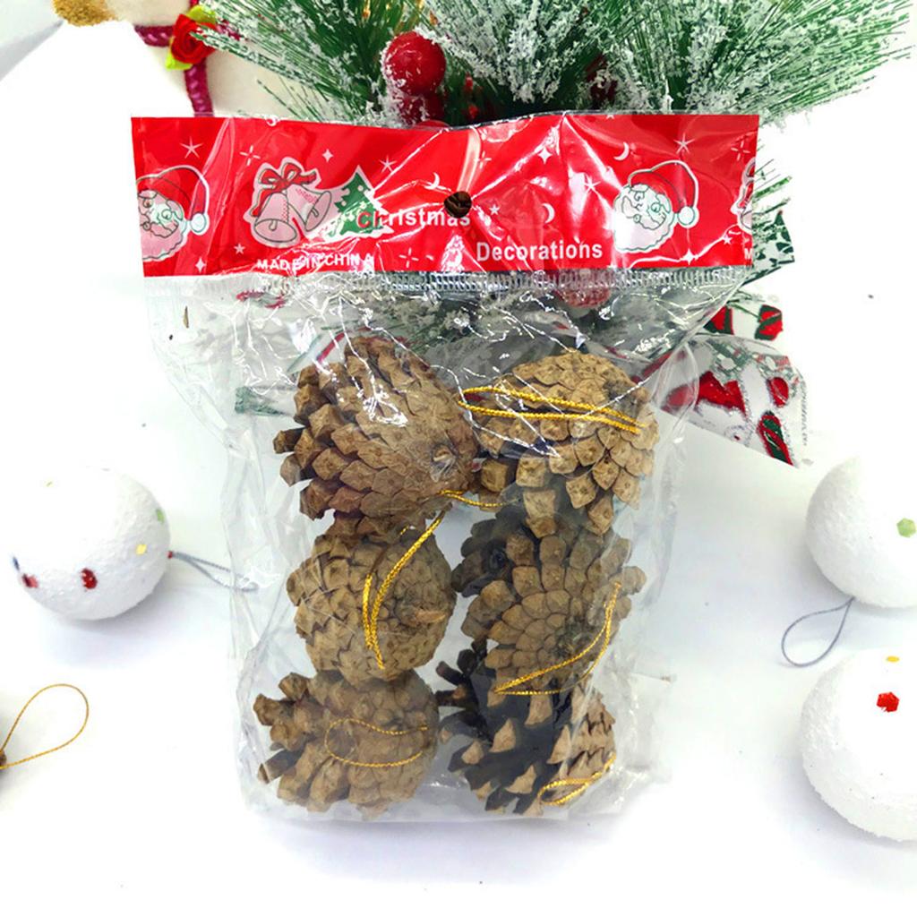 Originalfarbe mit Weiß, 4-5cm, 6 Stück Tannenzapfen, Weihnachtsdekorationsanhänger, Weihnachtsbaumzubehör, DIY-Requisiten für Fotoshootings