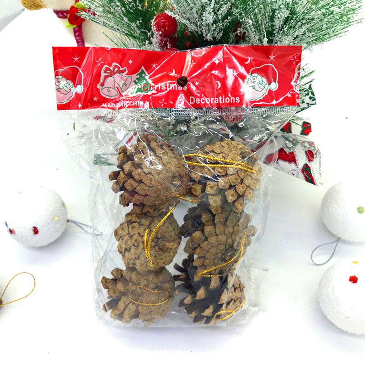 

Оригинальный цвет с белым, 4-5 см, 6 штук сосновых шишек, подвески для рождественского украшения, аксессуары для рождественской елки, реквизит для DIY-съемки Pine cone diameter 4-5cm