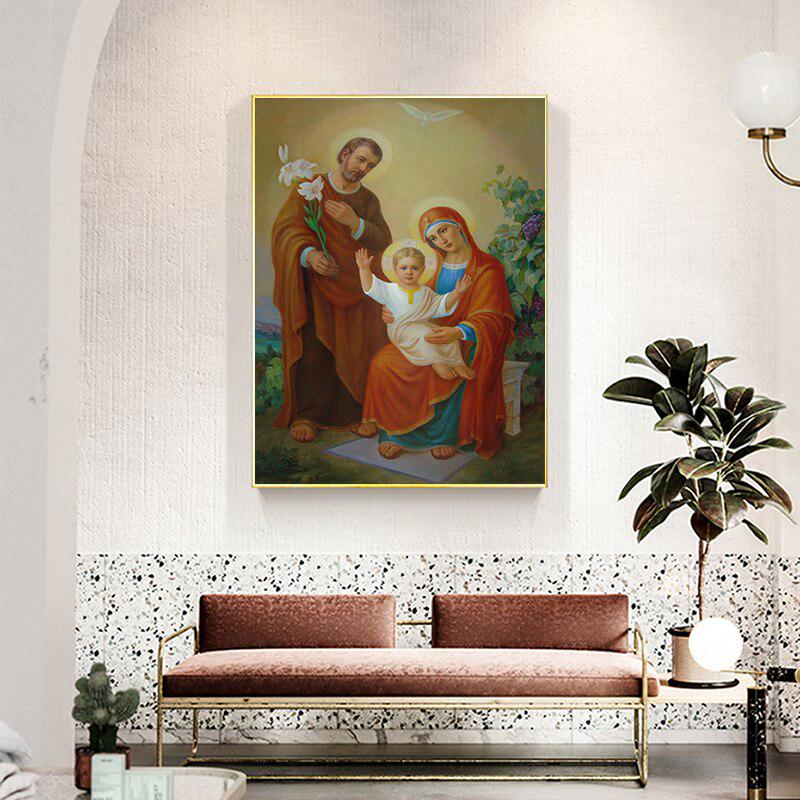Holy Family With The Vine Tree 5D DIY Diamond Painting Religion Full Round Diamond Embroidery