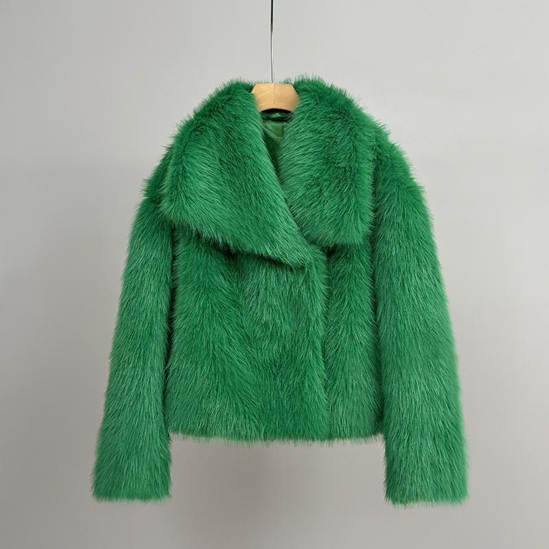 Stylish Big Lapel Imitation Fur Jacket Femininity Elegant Celebrity Long-Sleeved Thermal Coat Fluffy Top