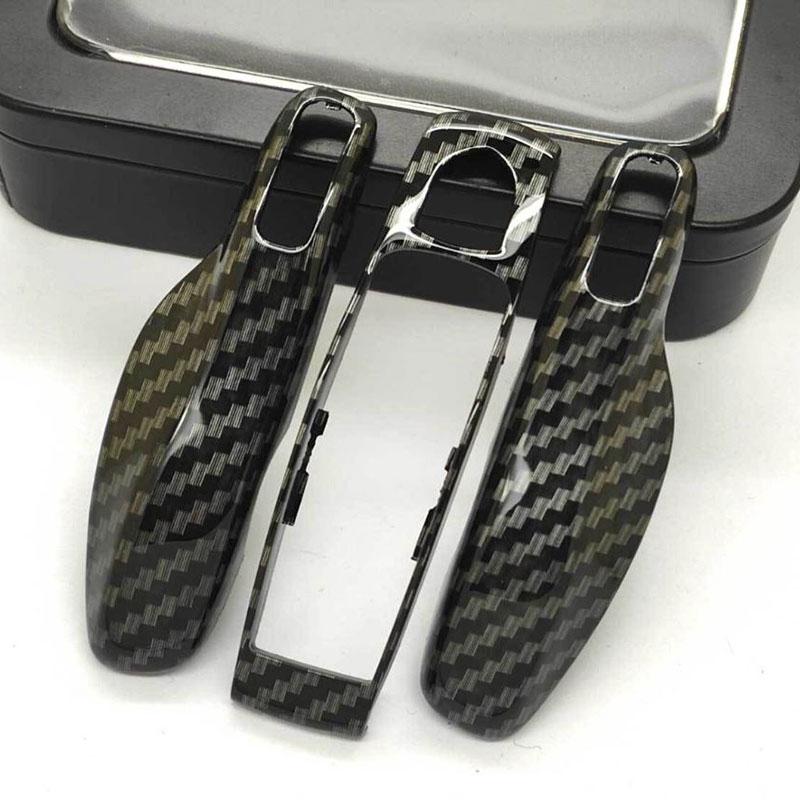 Carbon Fiber Design Car Key Case For Porsche Boxster Cayman Panamera 718 Cayenne 911 Macan Taycan Car Key Protection Cover