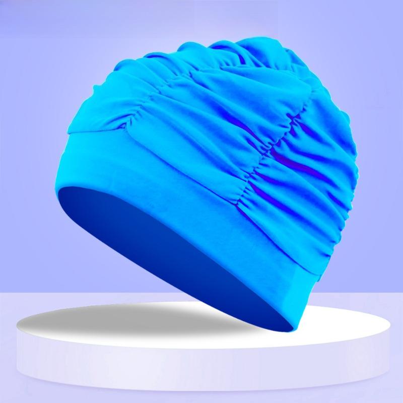 Womens Swim Cap for Long Hair Cute Korean Style Colorful Fabric Design Elegant Beach Photography Hot Spring Swimming Cap
