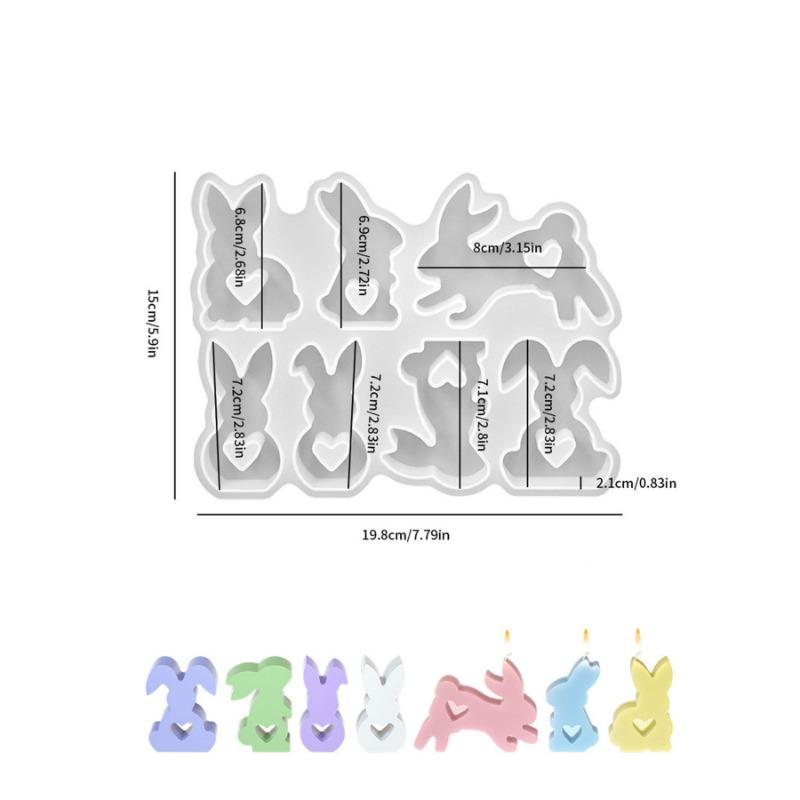 1PC Love Rabbit Candle Resin Silicone Mold, Easter DIY Glue Rabbit Plaster Ornament