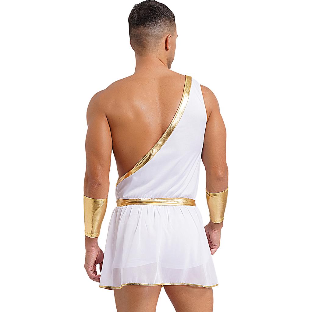 Mens Heart One Shoulder Romper Detachable Sleeves One Piece Bodysuit Costume